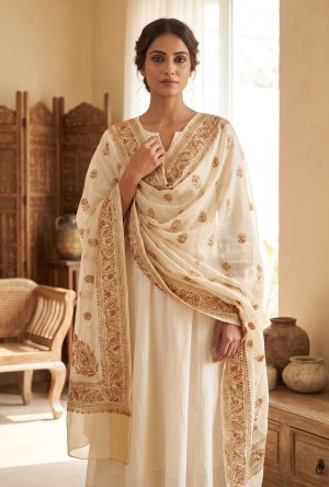 Handcrafted Chanderi Embroidered Dupatta