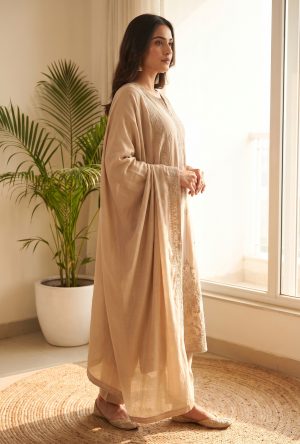 Alternative view of Ivory Floral Embroidered Cotton Kurta Set