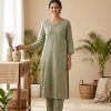 Sage Embroidered Cotton Co-ord Set