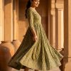 Olive Printed Anarkali Cotton Dress - Image 2