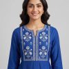 Royal Blue Ivory Printed Straight Kurta Set - Image 4