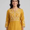 Golden Yellow Ivory Printed Straight Kurta Set - Image 4