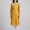Golden Yellow Ivory Printed Straight Kurta Set