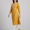 Golden Yellow Ivory Printed Straight Kurta Set - Image 2
