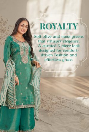 Emerald Green Chanderi Silk Straight Kurta Set with Intricate Gold Zari Yoke Embroidery, Maroon Accents & Printed Dupatta a