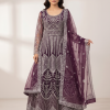 Sheer Net Kalidar Anarkali Gown Set with Heavy Silver Threadwork