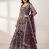 Sheer Net Kalidar Anarkali Gown Set with Heavy Silver Threadwork